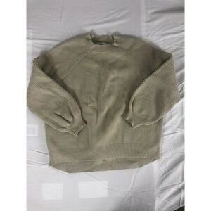 MG Suit Tan Beige Womens Size Medium Crewneck Sweater Knit Wide Sleeve